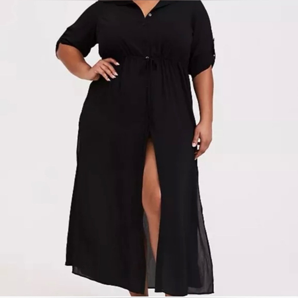 Torrid Women’s Black Button down Swimsuit Coverup Caftan Size 4